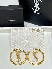 Kitlife Saint Laurent Gold Openwork Circular Logo Earrings - 6
