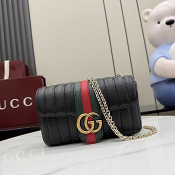 Kitlife Gucci Jetset GG Marmont Small Shoulder Bag Black Vertical Matelassé Nappa Leather A006X1 20.5x11.5x6cm