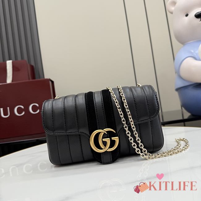 Kitlife Gucci Jetset GG Marmont Small Shoulder Bag Black Nappa Leather A006X1 20.5x11.5x6cm - 1