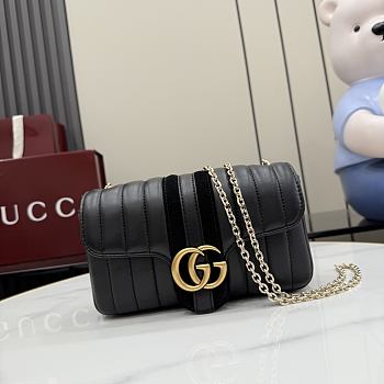 Kitlife Gucci Jetset GG Marmont Small Shoulder Bag Black Nappa Leather A006X1 20.5x11.5x6cm