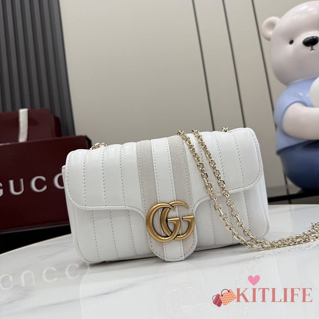 Kitlife Gucci Jetset GG Marmont Small Shoulder Bag White Leather A006X1 20.5x11.5x6cm - 1