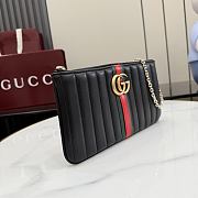 Kitlife Gucci GG Marmont Pouch With Strap Black Vertical Matelassé Nappa Leather A006X2 26x13x1.5cm - 4