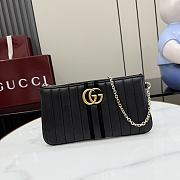 Kitlife Gucci GG Marmont Pouch With Strap Black Leather A006X2 26x13x1.5cm - 1