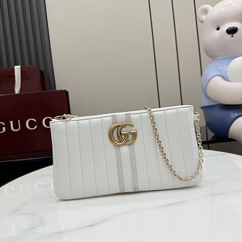 Kitlife Gucci GG Marmont Pouch With Strap White Leather A006X2 26x13x1.5cm 