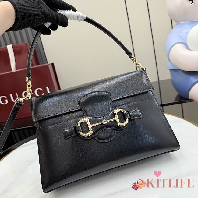 Kitlife Gucci Horsebit Duomo Medium Top Handle Bag Black A006O9  27.5×19×9cm - 1
