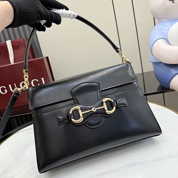 Kitlife Gucci Horsebit Duomo Medium Top Handle Bag Black A006O9  27.5×19×9cm