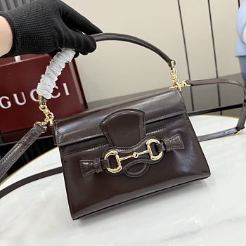 Kitlife Gucci Horsebit Duomo Small Top Handle Bag Dark Brown A006O9 20×13.5×6cm