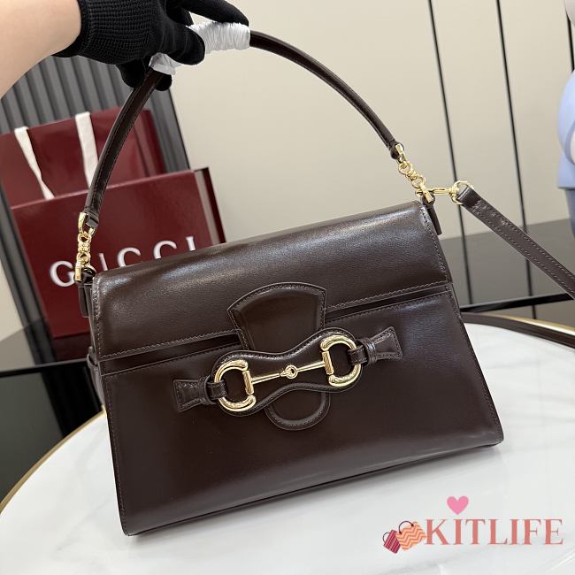 Kitlife Gucci Horsebit Duomo Medium Top Handle Bag Dark Brown A006O9 27.5×19×9cm  - 1