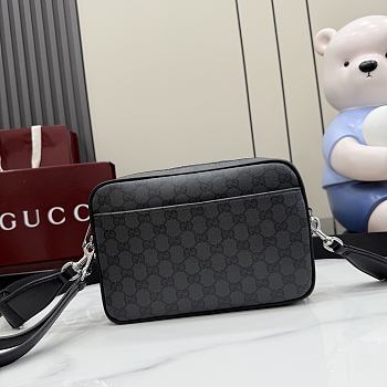 Kitlife Gucci Essence Classic Small Crossbody Bag Black Coated GG Canvas ‎A006ZN ‎24x16x5cm