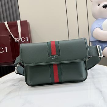 Kitlife Gucci Web Trademark Small Belt Bag Dark Green Soft Leather 867032 24x17x3.5cm 