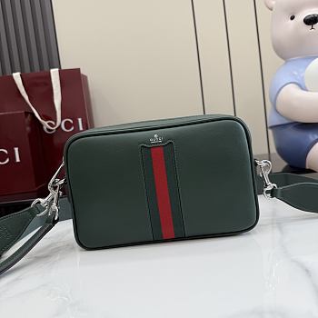 Kitlife Gucci Web Trademark Small Crossbody Bag Dark Green Leather 866982 24×15×4cm