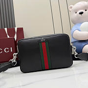 Kitlife Gucci Web Trademark Small Crossbody Bag Black Leather 866982 24×15×4cm - 1