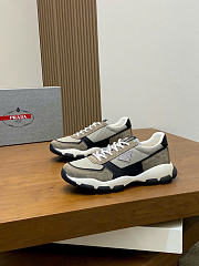 Kitlife Prada White Mesh Fabric And Taupe Suede Sneakers  - 1