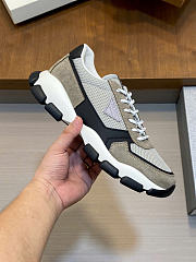 Kitlife Prada White Mesh Fabric And Taupe Suede Sneakers  - 2