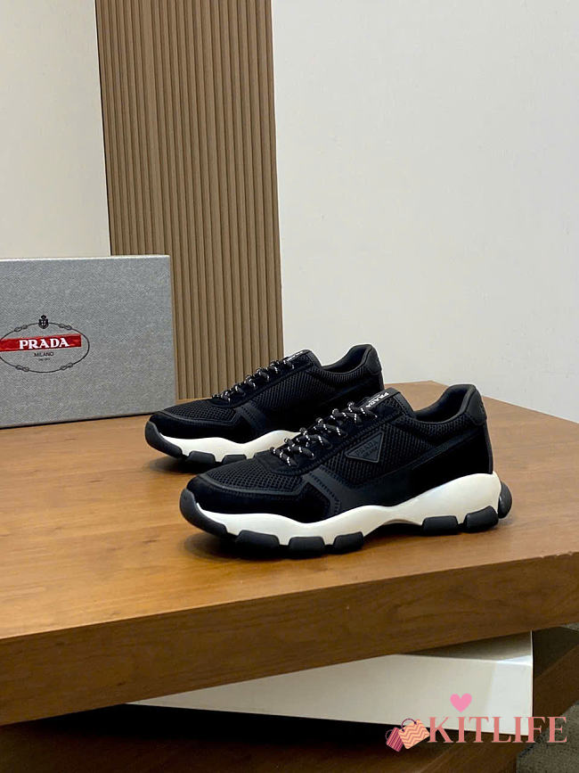 Kitlife Prada Black Mesh Fabric And Beige Suede Sneakers  - 1