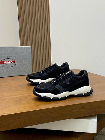 Kitlife Prada Black Mesh Fabric And Beige Suede Sneakers 