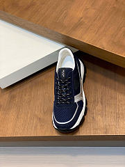 Kitlife Prada Dark Blue Mesh Fabric And Beige Suede Sneakers  - 4