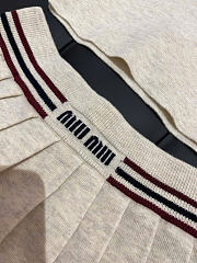 Kitlife Miu Miu Stripe-trim Cashmere Cropped Top Set White - 2