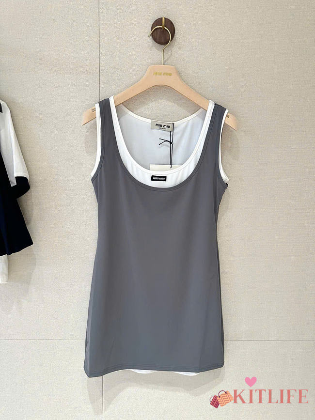 Kitlife Miu Miu Stretch Jersey Mini Dress Gray - 1