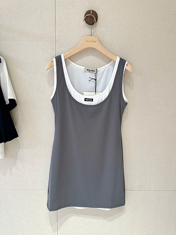 Kitlife Miu Miu Stretch Jersey Mini Dress Gray