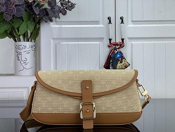 Kitlife Louis Vuitton Vintage Handbag Beige Denim Monogram 26x12x3cm 