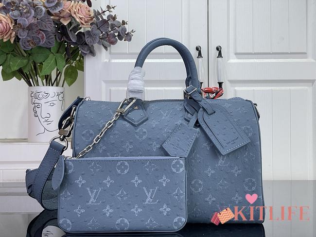 Kitlife Louis Vuitton Speedy P9 Bandoulière 30 Bag Blue Ostrich Pattern M24426 30x17x21cm - 1