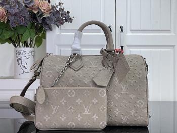 Kitlife Louis Vuitton Speedy P9 Bandoulière 30 Bag Gray Ostrich Pattern M24426 30x17x21cm 