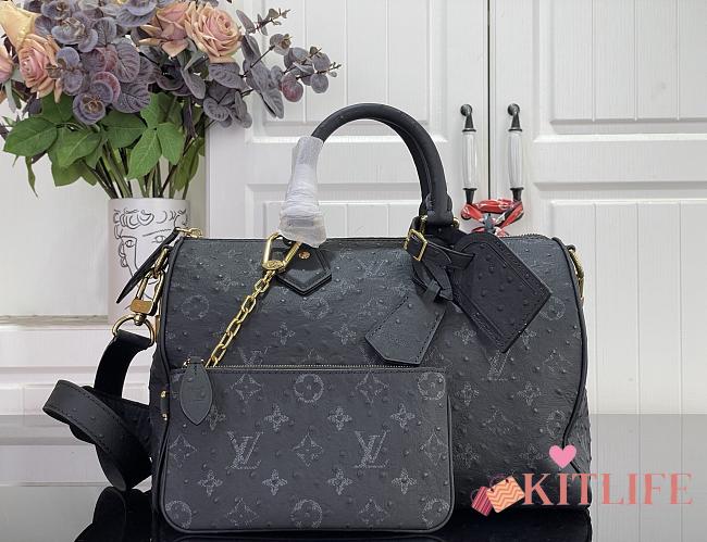 Kitlife Louis Vuitton Speedy P9 Bandoulière 30 Bag Black Ostrich Pattern M24426 30x17x21cm  - 1