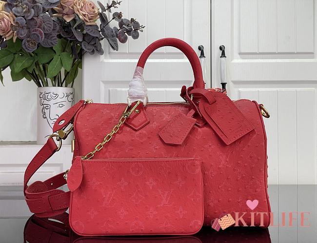 Kitlife Louis Vuitton Speedy P9 Bandoulière 30 Bag Red Ostrich Pattern M24426 30x17x21cm  - 1