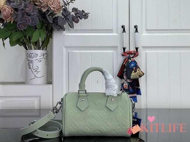 Kitlife Louis Vuitton Nano Speedy Handbag Green M2A387 16x10x7.5cm - 1