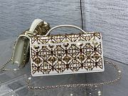 Kitlife Dior Miss Embroidered White & Gold Rhinestone Chain Bag 21x11.5x4 cm  - 3