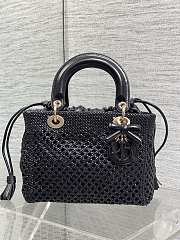 Kitlife Dior Medium Lady Bag Black Woven Calfskin 24x21x12cm - 1