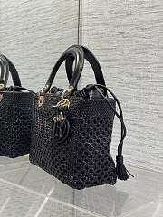 Kitlife Dior Medium Lady Bag Black Woven Calfskin 24x21x12cm - 6