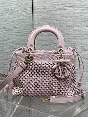 Kitlife Dior Medium Lady Bag Pink Woven Calfskin 24x21x12cm - 1