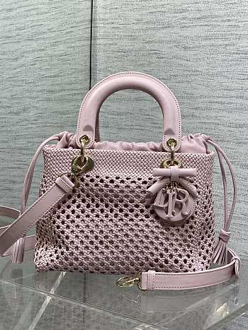 Kitlife Dior Medium Lady Bag Pink Woven Calfskin 24x21x12cm