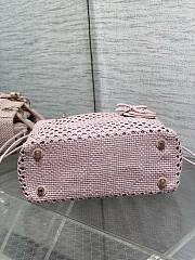 Kitlife Dior Medium Lady Bag Pink Woven Calfskin 24x21x12cm - 5