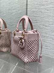 Kitlife Dior Medium Lady Bag Pink Woven Calfskin 24x21x12cm - 6