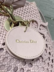 Kitlife Dior Medium Lady Bag Pink Woven Calfskin 24x21x12cm - 4