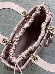 Kitlife Dior Medium Lady Bag Pink Woven Calfskin 24x21x12cm - 3