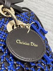 Kitlife Dior Medium Lady Bag Black & Dark Blue Woven Calfskin 24x21x12cm  - 6