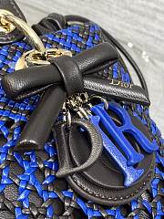 Kitlife Dior Medium Lady Bag Black & Dark Blue Woven Calfskin 24x21x12cm  - 5