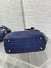 Kitlife Dior Medium Lady Bag Black & Dark Blue Woven Calfskin 24x21x12cm  - 3