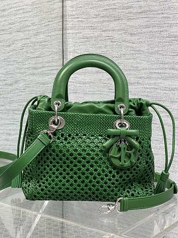 Kitlife Dior Medium Lady Bag Green Woven Calfskin 24x21x12cm