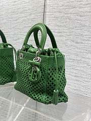 Kitlife Dior Medium Lady Bag Green Woven Calfskin 24x21x12cm - 4