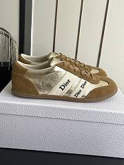 Kitlife Dior Ribbon Sneaker Brown Suede Calfskin and Gold-Tone Crinkled Laminated - 1