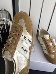 Kitlife Dior Ribbon Sneaker Brown Suede Calfskin and Gold-Tone Crinkled Laminated - 5