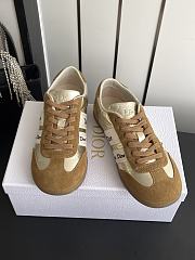 Kitlife Dior Ribbon Sneaker Brown Suede Calfskin and Gold-Tone Crinkled Laminated - 2