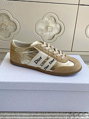 Kitlife Dior Ribbon Sneaker Beige Suede Calfskin and Gold-Tone Crinkled Laminated  - 1