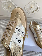 Kitlife Dior Ribbon Sneaker Beige Suede Calfskin and Gold-Tone Crinkled Laminated  - 4