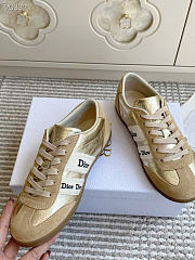 Kitlife Dior Ribbon Sneaker Beige Suede Calfskin and Gold-Tone Crinkled Laminated  - 3